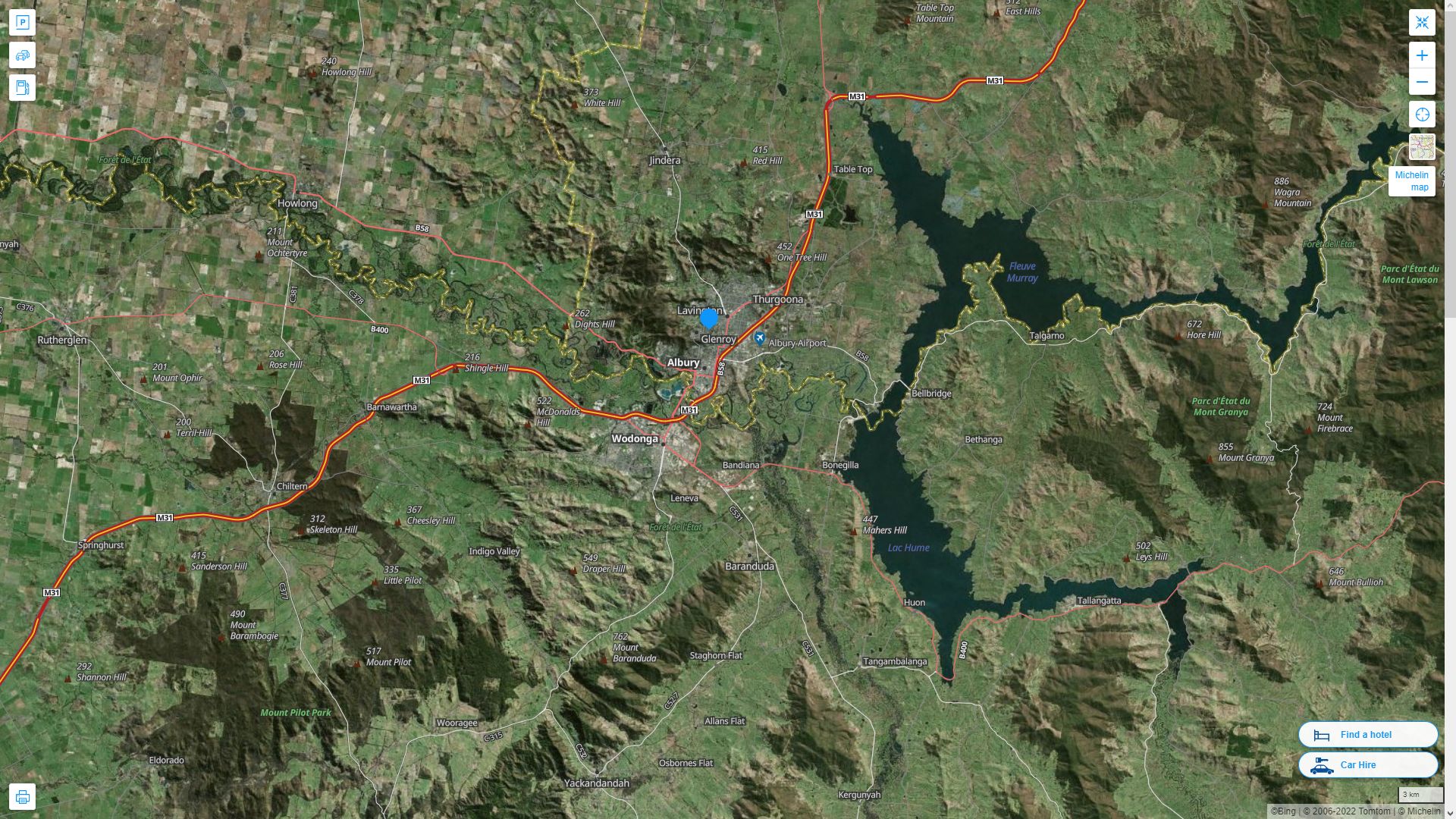 Albury Highway and Road Map with Satellite View